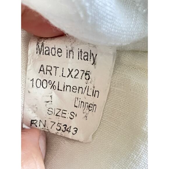 Lungo L'arno Italy Linen Embroidered White Top - Picture 7 of 9